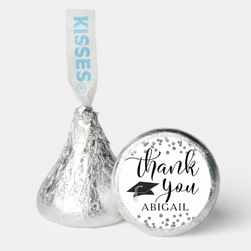 Graduation Silver Confetti Script Thank You Hersheys Kisses