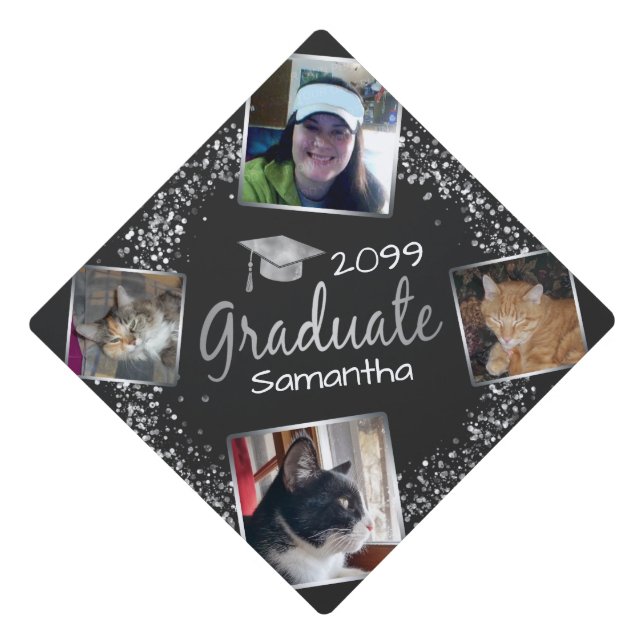 Graduation Silver Frame 4 photo Tassel Topper (Front)