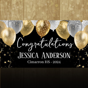 Graduation Silver Gold Balloons Banner