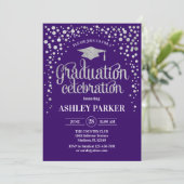 Graduation - Silver Purple Invitation (Standing Front)