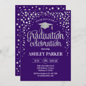 Graduation - Silver Purple Invitation (Front/Back)