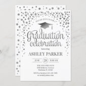 Graduation - Silver White Invitation (Front/Back)