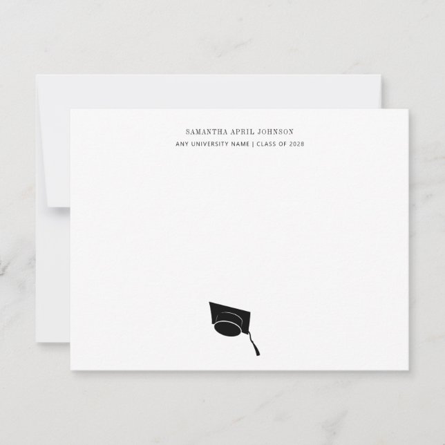 Graduation Simple Class of Grad Cap Note Card (Front)