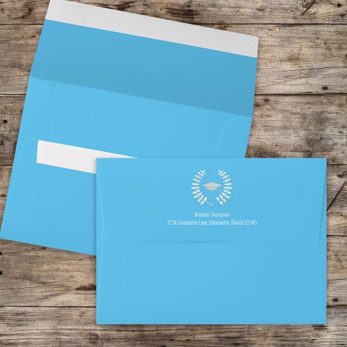 Graduation Simple Classic Laureate Carolina Blue Envelope