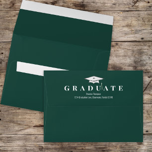 Graduation Simple Classic Modern Dark Green Envelope