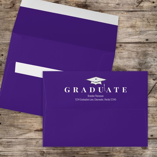 Graduation Simple Classic Modern Purple Envelope