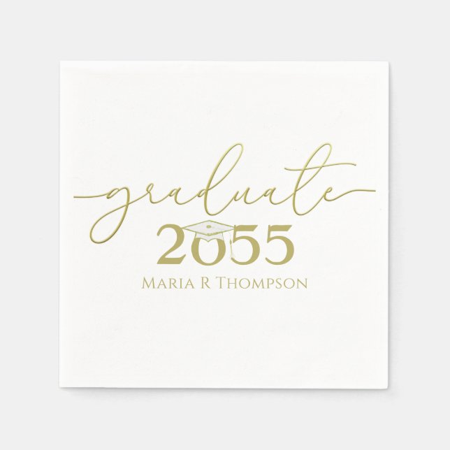 Graduation Simple Elegant Gold Minimalist Modern Napkins (Front)