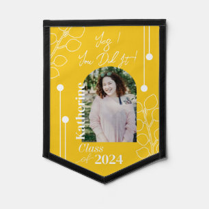 Graduation Simple Foliage Photo Mustard Pennant