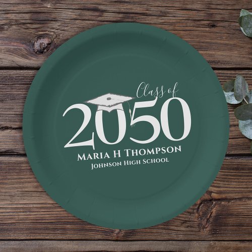 Graduation Simple Modern Minimalist Mortarboard Paper Plates