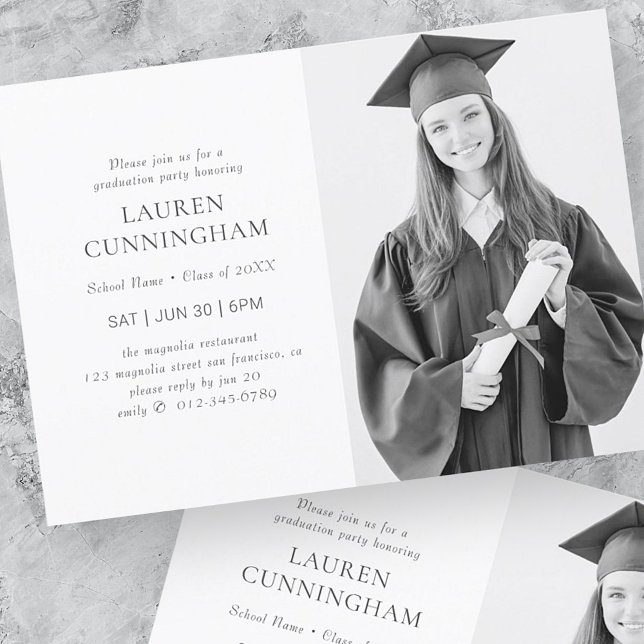 Graduation Simple Modern Minimalist Photo Invitation (Creator Uploaded)