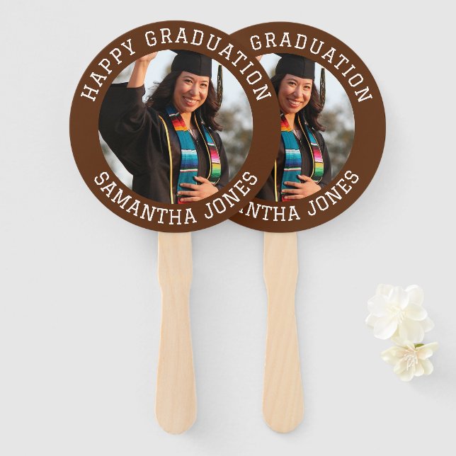 Graduation simple photo modern Graduate party Hand Fan (Front and Back)