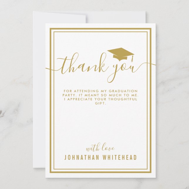 Graduation Simple Photo Thank You Card (Front)