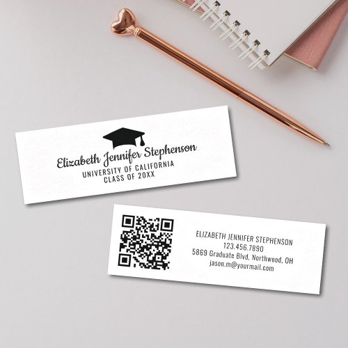 Graduation simple qr code name card