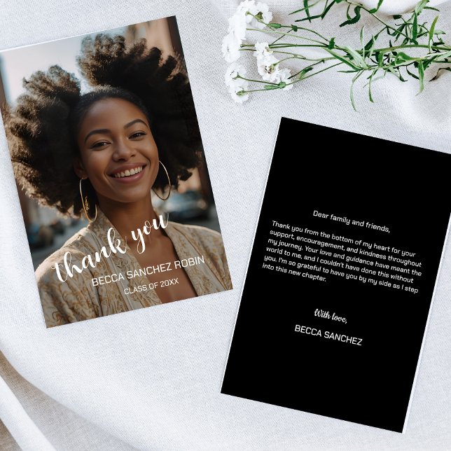 Graduation simple script thank you card (Creator Uploaded)