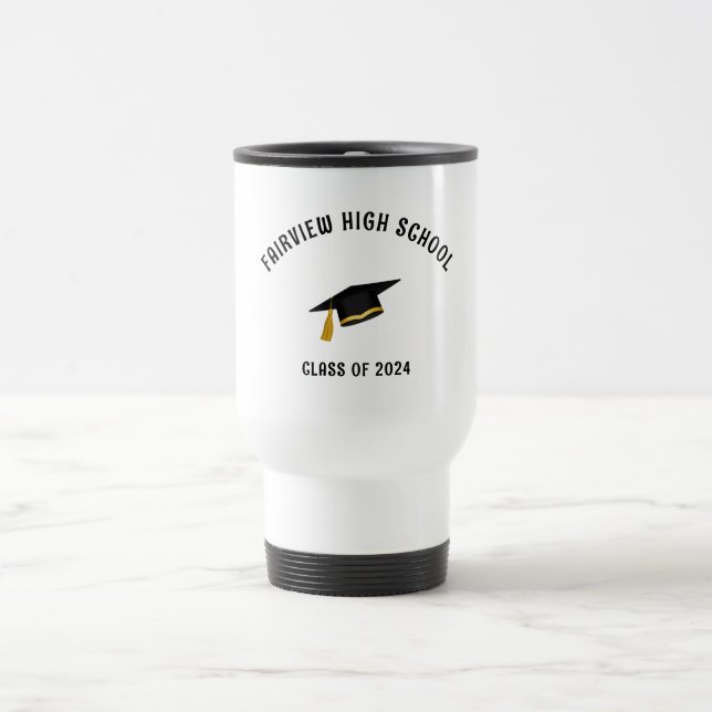 Graduation simple text travel travel mug (Center)