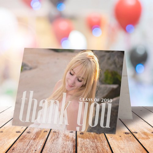 Graduation Simple Thank You Minimalist Photo  Card