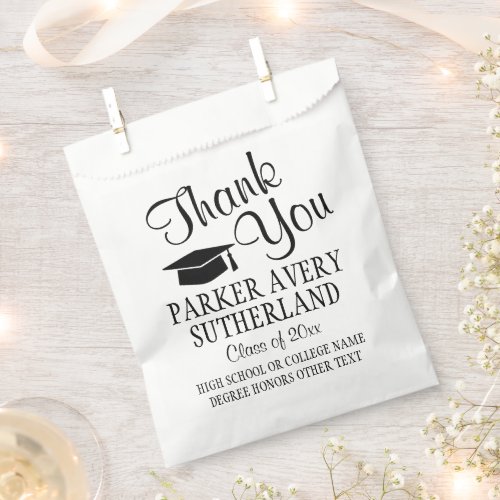 Graduation Simple Thank You Script Black and White Favor Bag