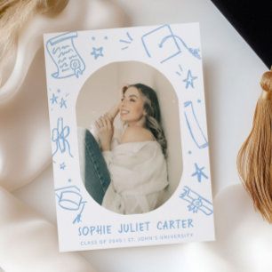 Graduation Sketches Hand-Drawn Letterpress Photo Cards