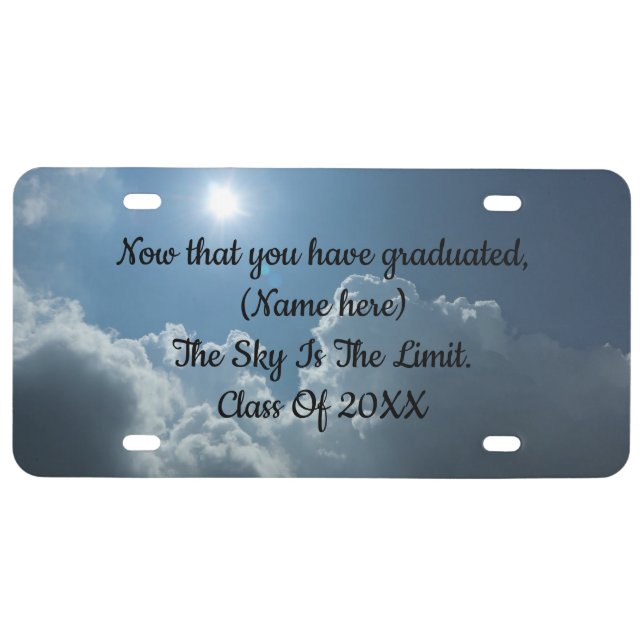 Graduation Sky License Plate (Front)