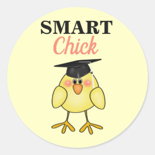 Graduation Smart Chick Classic Round Sticker