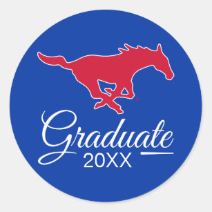Graduation   SMU Mustangs Logo Classic Round Sticker