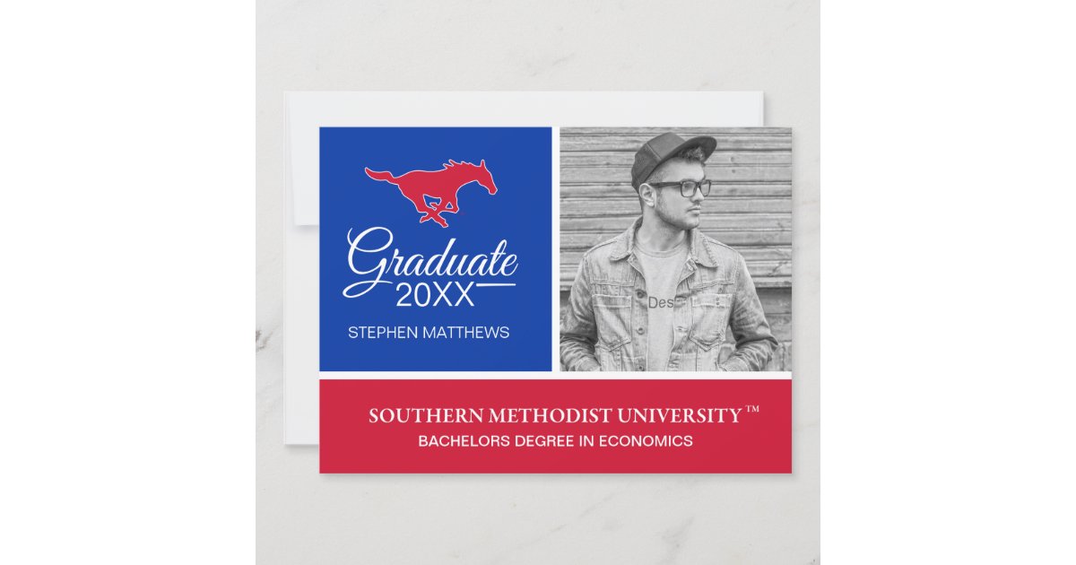 Graduation SMU Mustangs Logo Invitation Zazzle