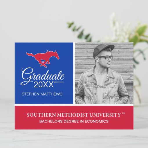 Graduation SMU Mustangs Logo Invitation Zazzle