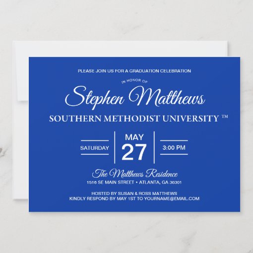 Graduation SMU Mustangs Logo Invitation Zazzle