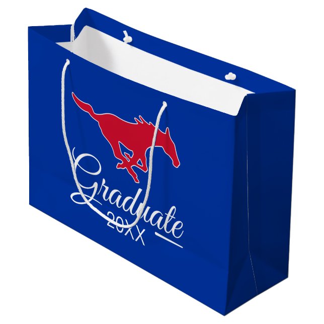 Graduation | SMU Mustangs Logo Large Gift Bag (Front Angled)