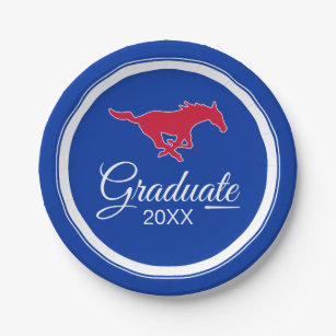 Graduation   SMU Mustangs Logo Paper Plates
