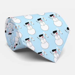 Graduation Snowman Christmas Neck Tie