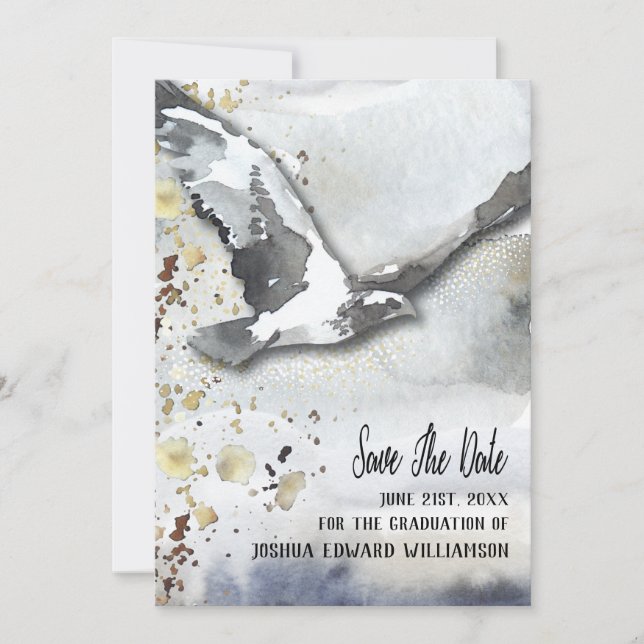 Graduation Soaring Bird Abstract Save The Date (Front)