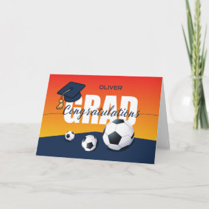 Graduation Soccer Congratulations Athlete Grad Cap Card