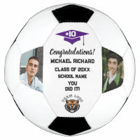 Graduation Soccer Custom Photo & Name Purple