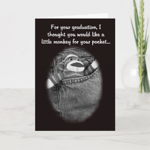 Graduation Sock Monkey Money Holder Card