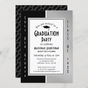 GRADUATION Soli Deo Gloria Black Silver Gray Invitation