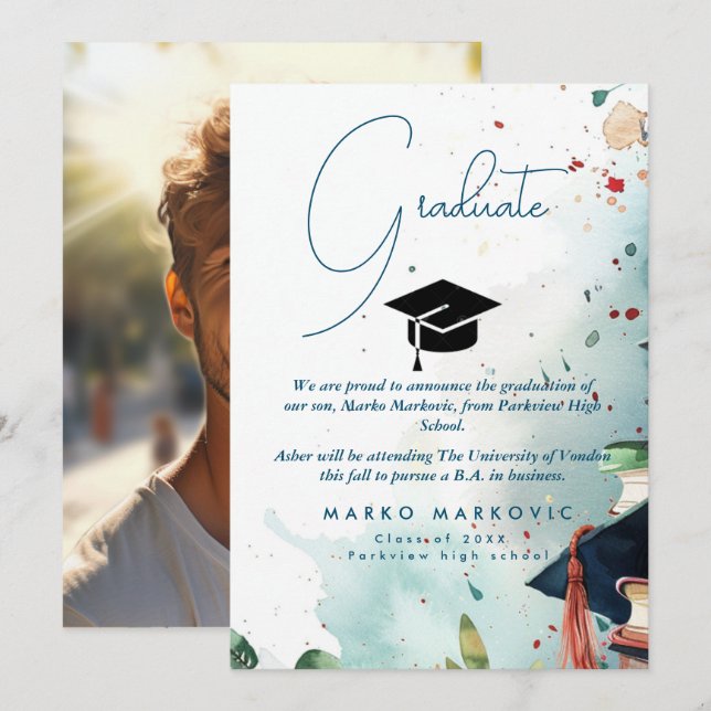 Graduation Son I Colorful Announcement (Front/Back)