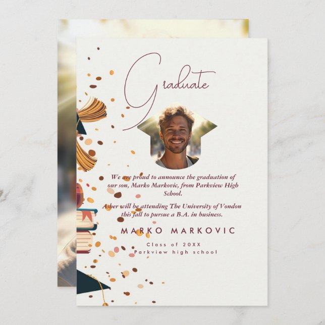 Graduation Son I Red Announcement (Front/Back)