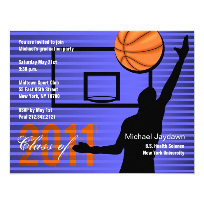 Graduation Sport Party Invitation Basketball