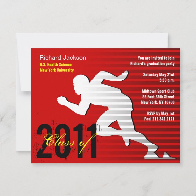 Graduation Sport Party Invitation Running (Front)