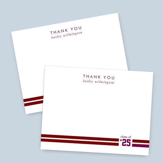 Graduation Sporty Stripes Thank You Card (Creator Uploaded)