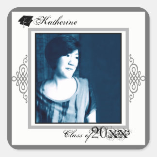Graduation Square Sticker Add Photo 1