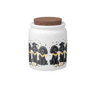 Graduation Standard Poodle Dogs Candy Jar