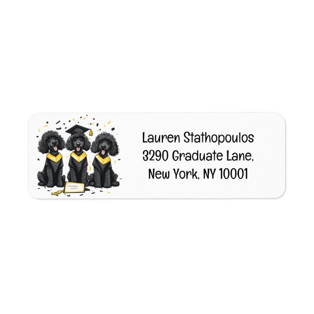 Graduation Standard Poodle Dogs Label (Front)