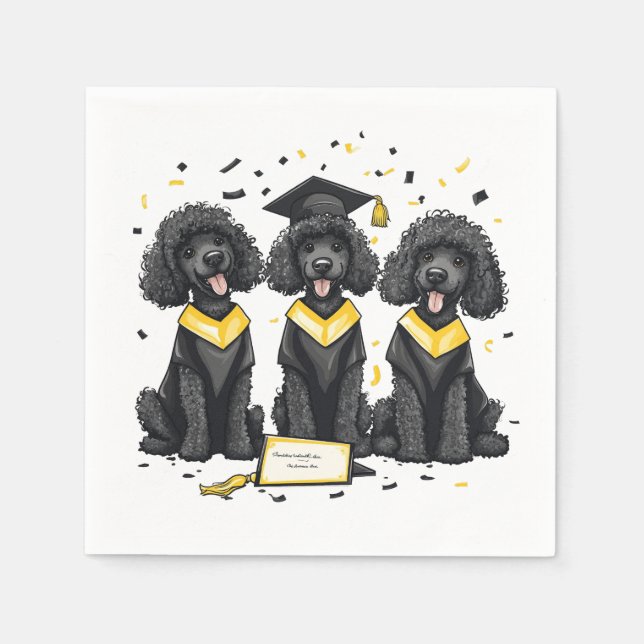 Graduation Standard Poodle Dogs Napkins (Front)