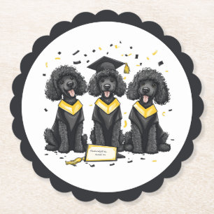 Graduation Standard Poodle Dogs Paper Coaster