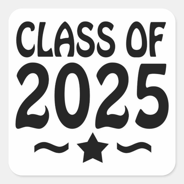 Graduation Star Class of 2025 Square Sticker (Front)