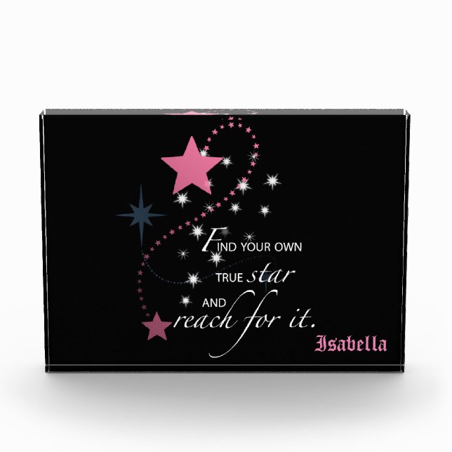 Graduation Star Pink on Black Gift Award (Front)