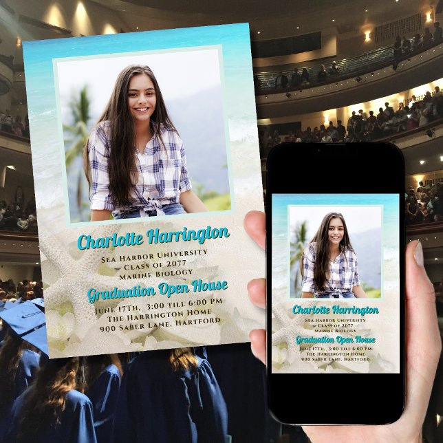 Graduation Starfish Sea n Sand Photo Announcement  (Creator Uploaded)
