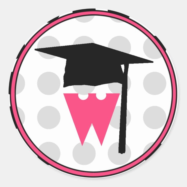Graduation Sticker - Monogrammed polka dot sticker (Front)
